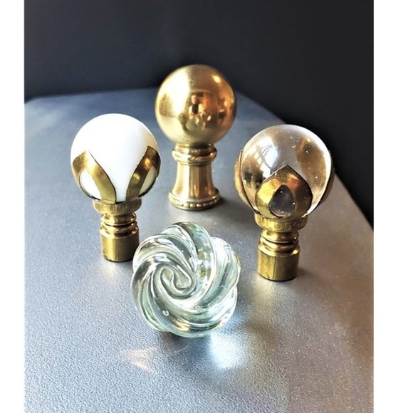Antique Other - Antique Brass & Glass Lampshade Finials, Set of 2